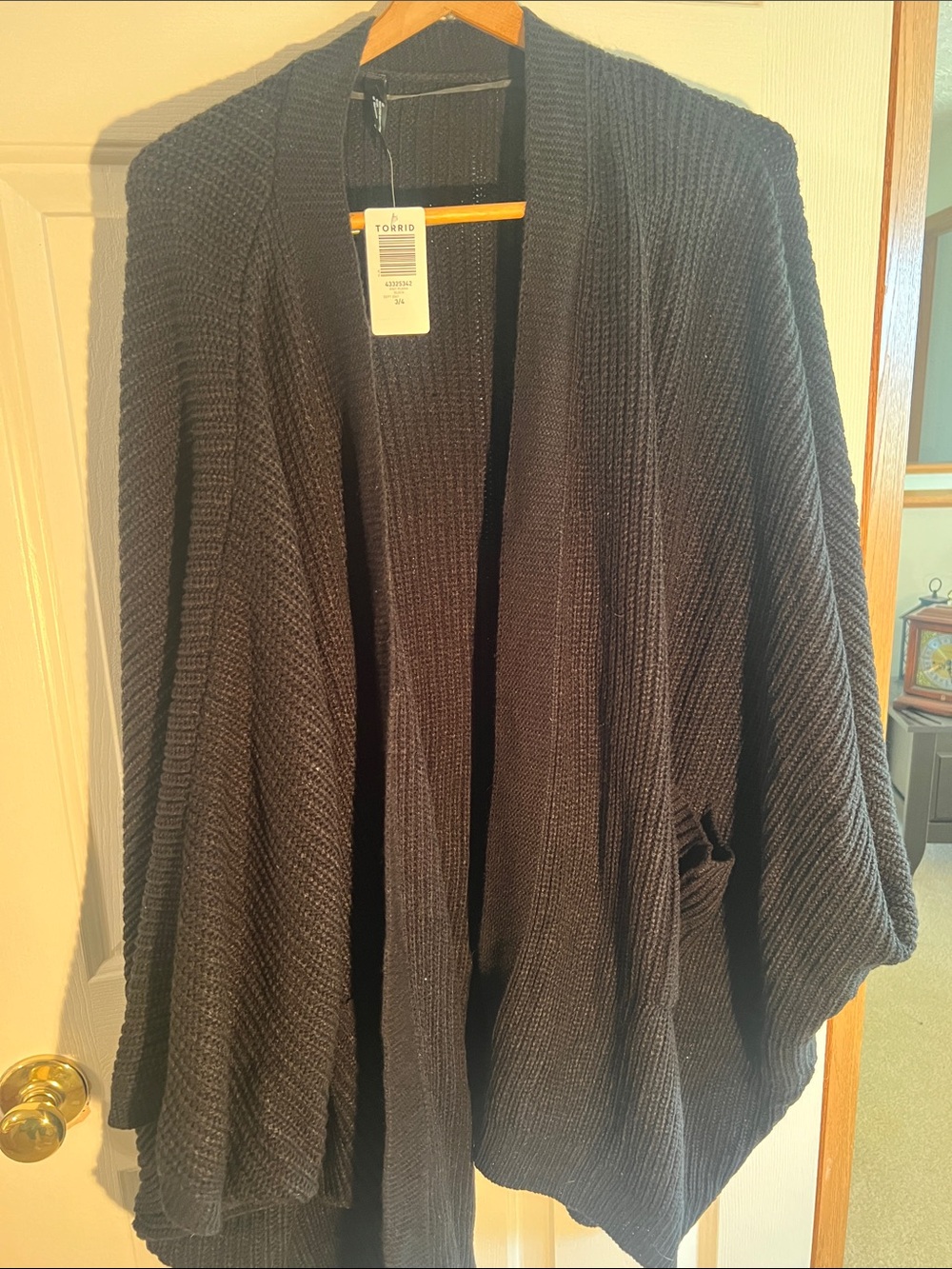 torrid Black Open-Front Ribbed Knit Cardigan